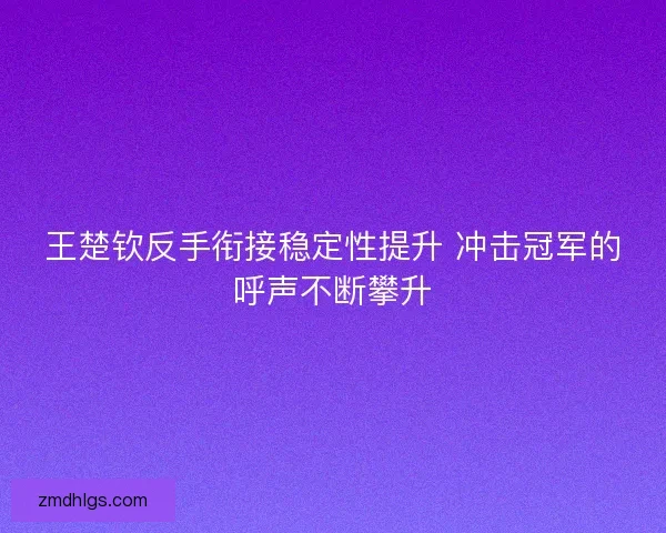 王楚钦反手衔接稳定性提升 冲击冠军的呼声不断攀升