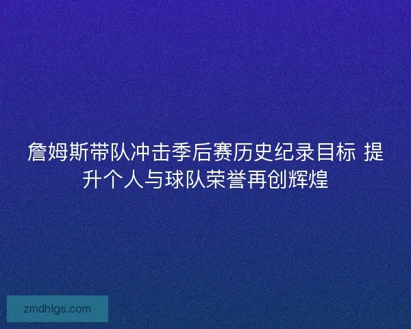 詹姆斯带队冲击季后赛历史纪录目标 提升个人与球队荣誉再创辉煌