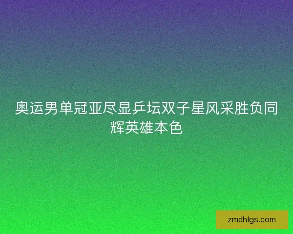 奥运男单冠亚尽显乒坛双子星风采胜负同辉英雄本色
